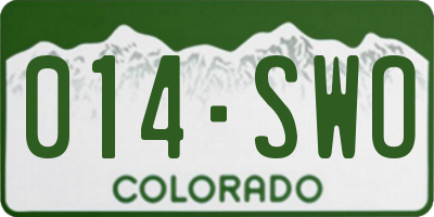CO license plate 014SWO