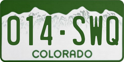 CO license plate 014SWQ