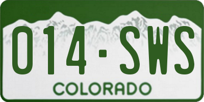 CO license plate 014SWS