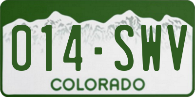 CO license plate 014SWV