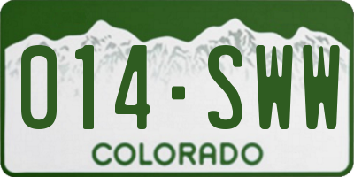 CO license plate 014SWW