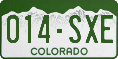 CO license plate 014SXE