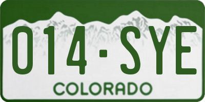 CO license plate 014SYE