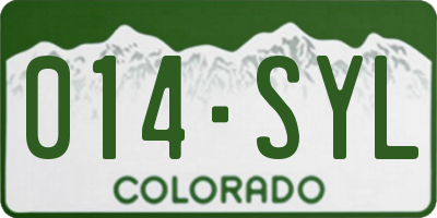 CO license plate 014SYL