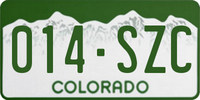 CO license plate 014SZC