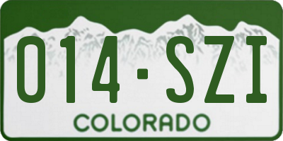 CO license plate 014SZI