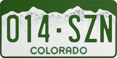 CO license plate 014SZN