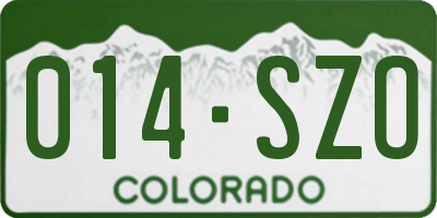 CO license plate 014SZO