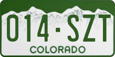 CO license plate 014SZT