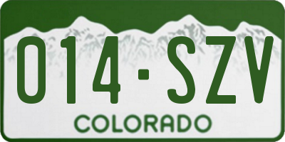 CO license plate 014SZV