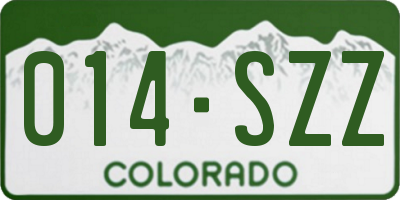 CO license plate 014SZZ