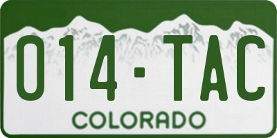 CO license plate 014TAC