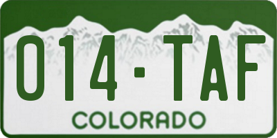 CO license plate 014TAF