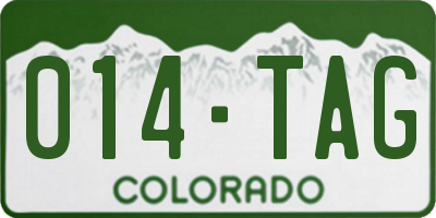 CO license plate 014TAG