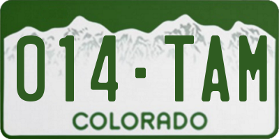 CO license plate 014TAM