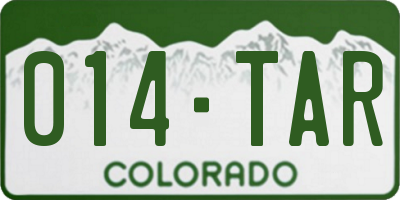CO license plate 014TAR