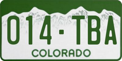 CO license plate 014TBA