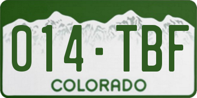 CO license plate 014TBF