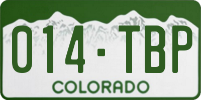 CO license plate 014TBP