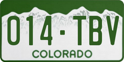 CO license plate 014TBV