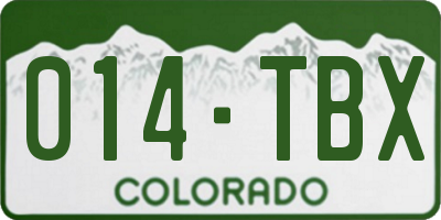 CO license plate 014TBX