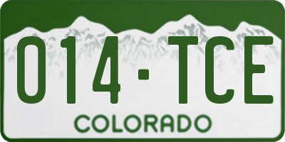 CO license plate 014TCE
