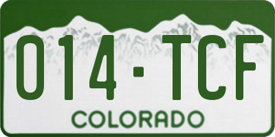 CO license plate 014TCF