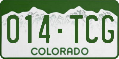 CO license plate 014TCG