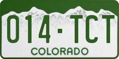 CO license plate 014TCT