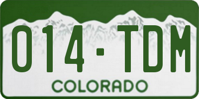 CO license plate 014TDM