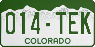 CO license plate 014TEK