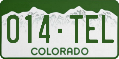 CO license plate 014TEL
