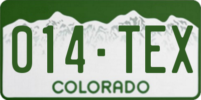 CO license plate 014TEX