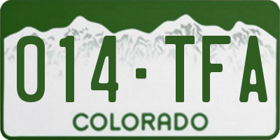 CO license plate 014TFA