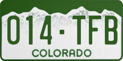 CO license plate 014TFB