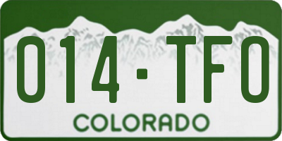 CO license plate 014TFO