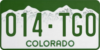 CO license plate 014TGO