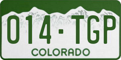 CO license plate 014TGP