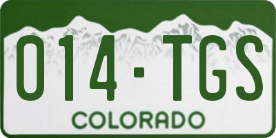 CO license plate 014TGS