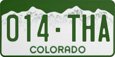 CO license plate 014THA