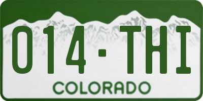 CO license plate 014THI