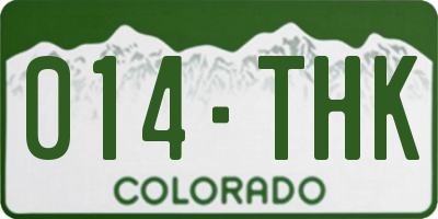 CO license plate 014THK