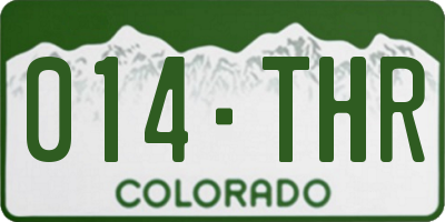 CO license plate 014THR