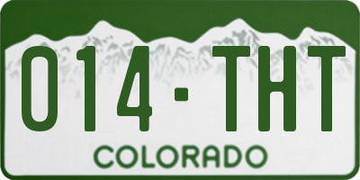 CO license plate 014THT