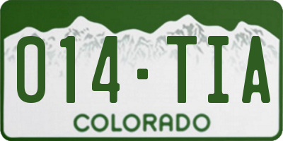 CO license plate 014TIA