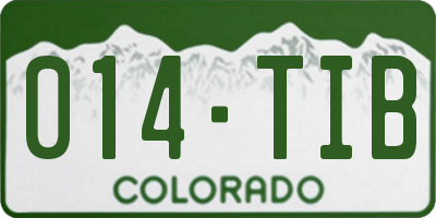 CO license plate 014TIB