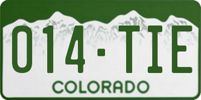 CO license plate 014TIE