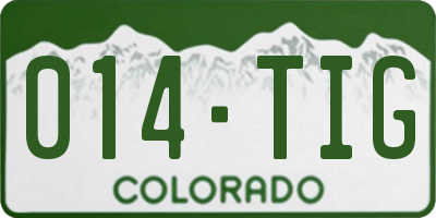 CO license plate 014TIG