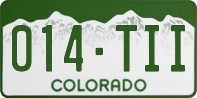 CO license plate 014TII