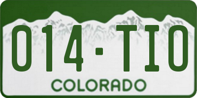 CO license plate 014TIO